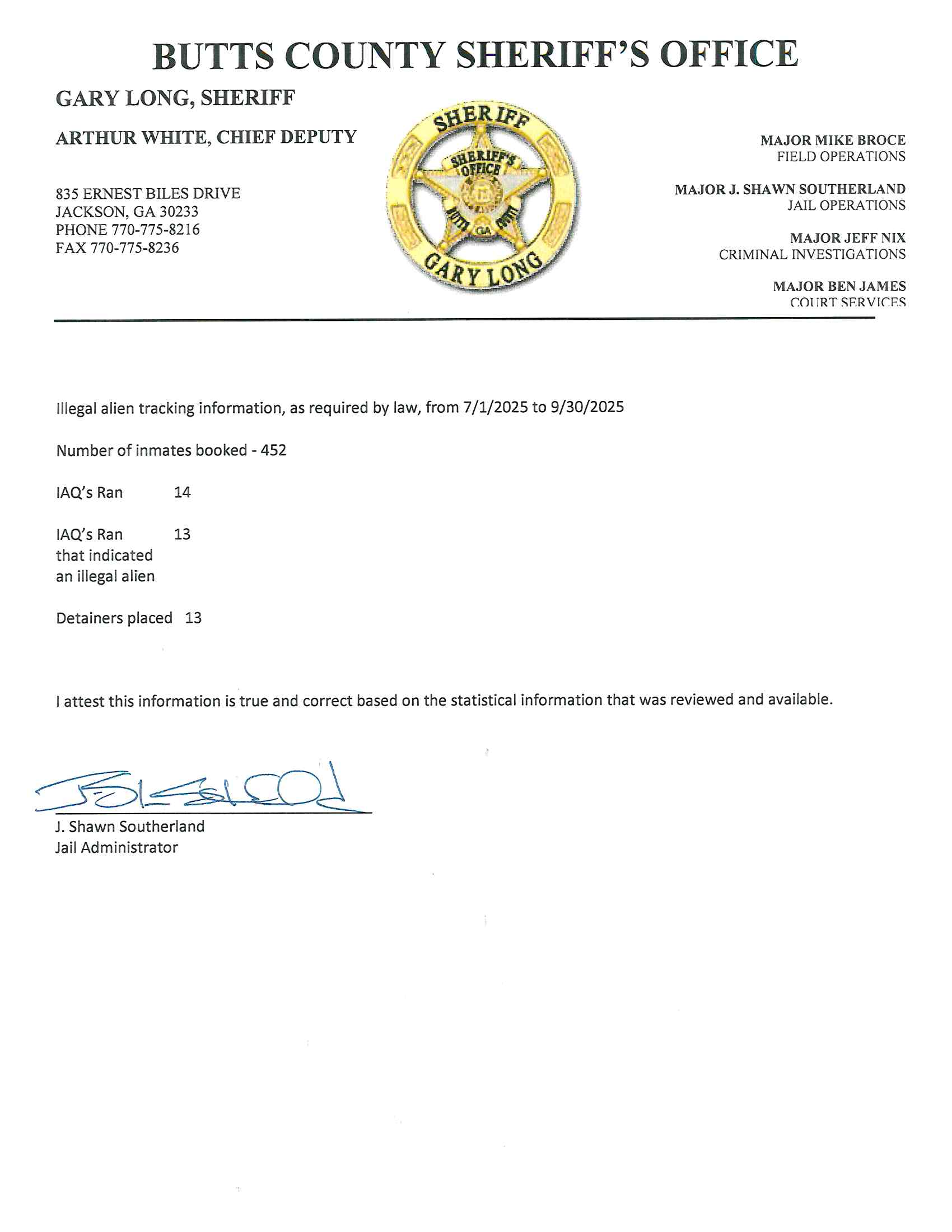 butts county sheriff's office stats document