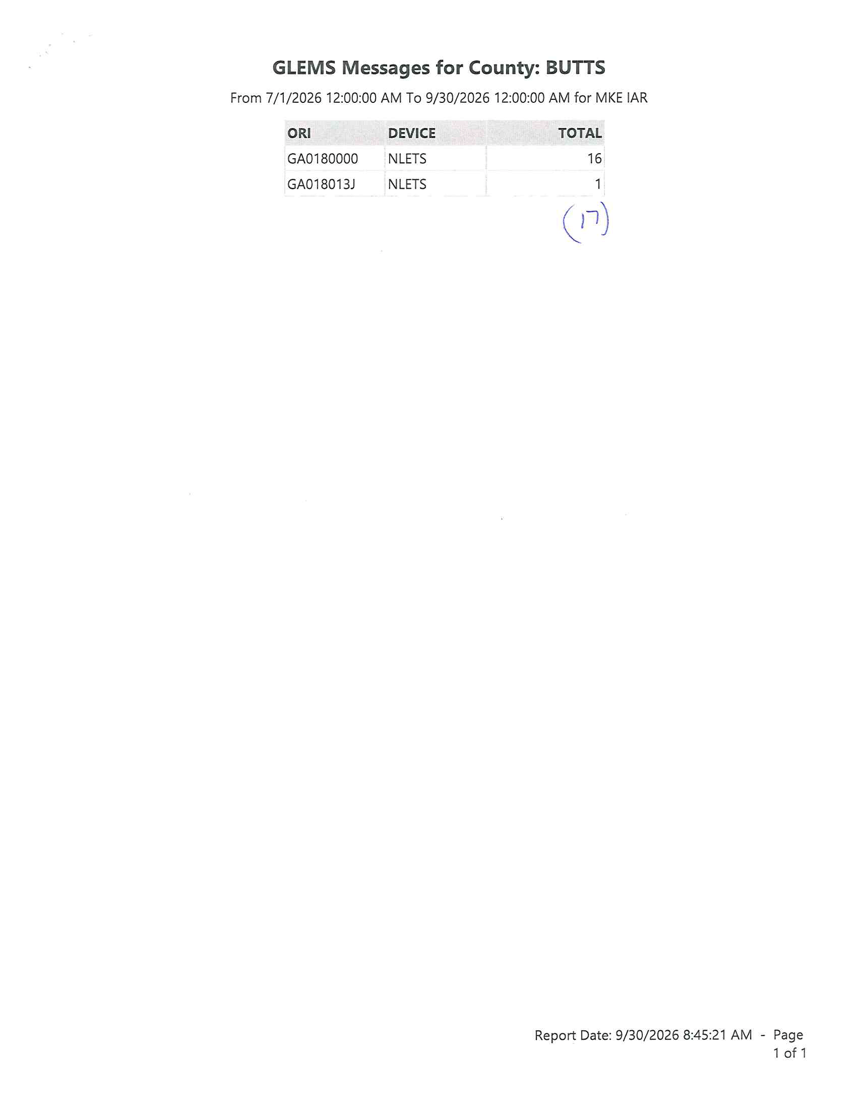 text on screen discussing the sheriff's office numbers from july 1 - september 30